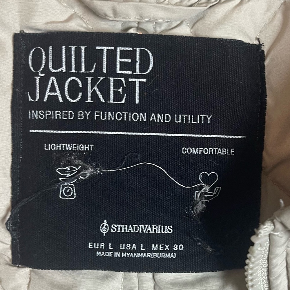Stradivarius jacket quilted cropped‎ fully zip chic Size Large T19 - Picture 4 of 4